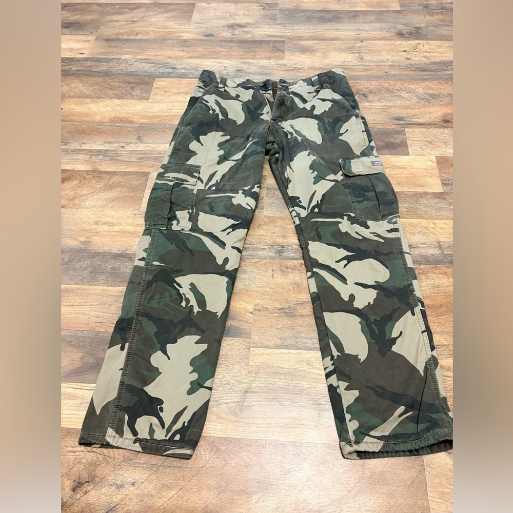 Wrangler Camo Cargo Pants 32x32 Relaxed Fit Fleece Lined Military Style